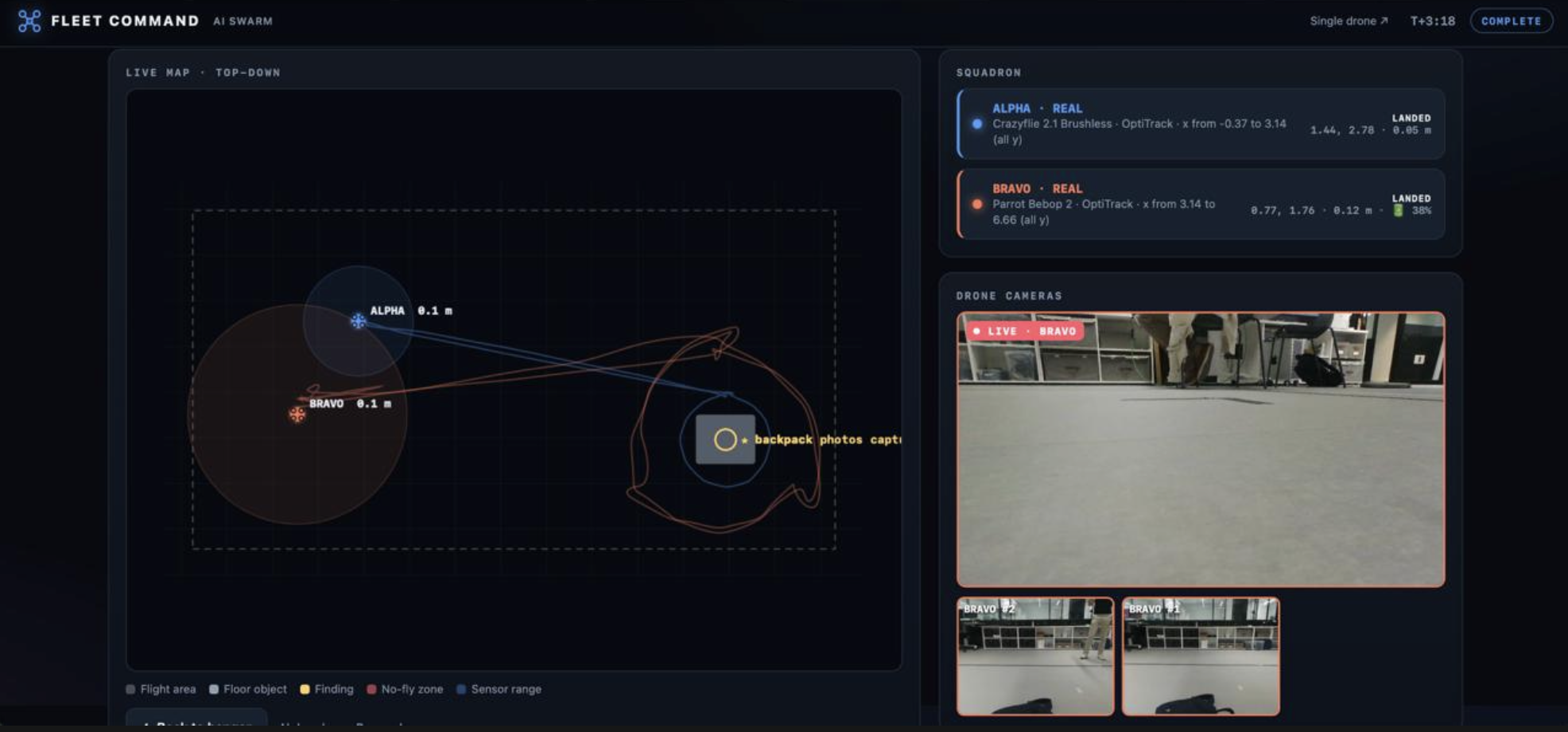Operator view during the same mission.